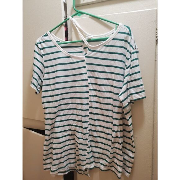 Unbranded Tops - Oversized Stripe Green&white Shirt S